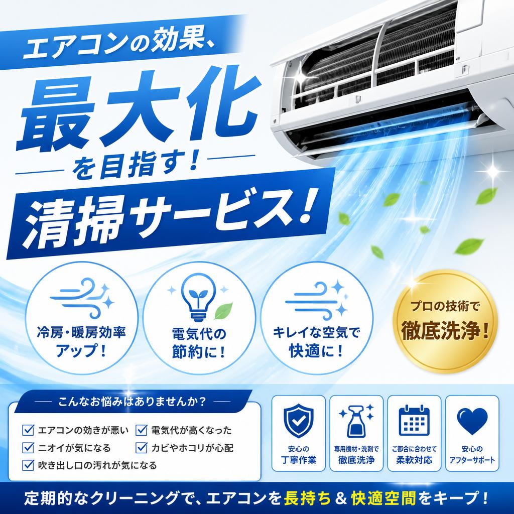 エアコンの効果、最大化を目指す！清掃サービス！