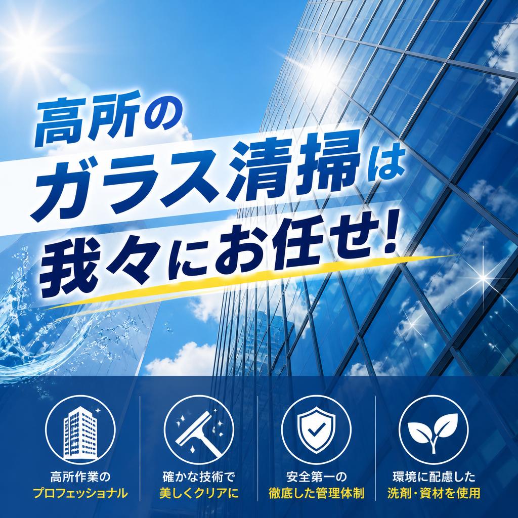 高所のガラス清掃は我々にお任せ！
